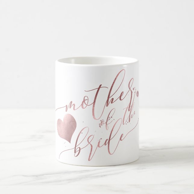 PixDezines Mutter von Bride/Imitats Rose Gold Scri Kaffeetasse (Mittel)