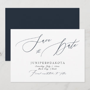 PixDezines Navy Modernes Skript Save the Date Einladung
