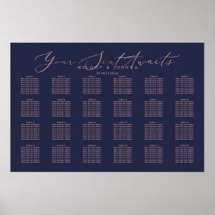 PixDezines Navy+Rose Gold Schriftzug, Sitzordnung Poster