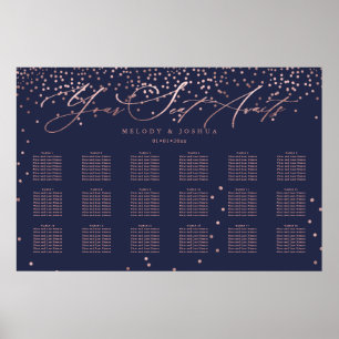 PixDezines Navy+Rose Gold Script, Seating Chart Poster