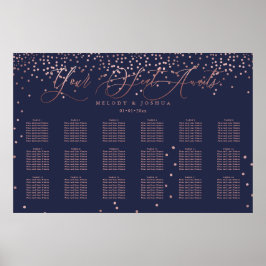 PixDezines Navy+Rose Gold Script, Seating Chart Poster