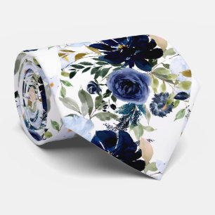 PixDezines Navy und Dusty Blue H2 Botanisch Krawatte