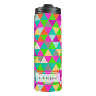 PixDezines Neon Farben geometrisch/Dreiecke Thermosbecher