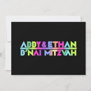 PixDezines Neon Lights B'nai Mitzvah ✡ Einladung