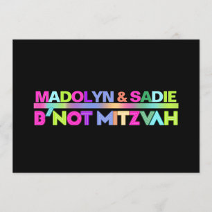 PixDezines Neon Lights B'not Mitzvah ✡ Einladung