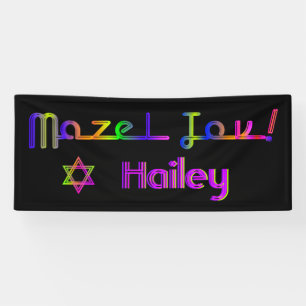 PixDezines Neon Lights Mazel Tov Bannière 6'x2.5'