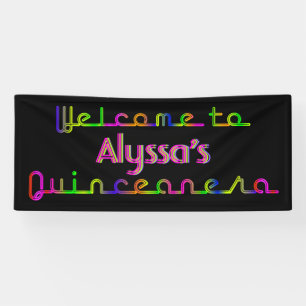 PixDezines Neon Lights Quinceanera Bannière 6'x2.5