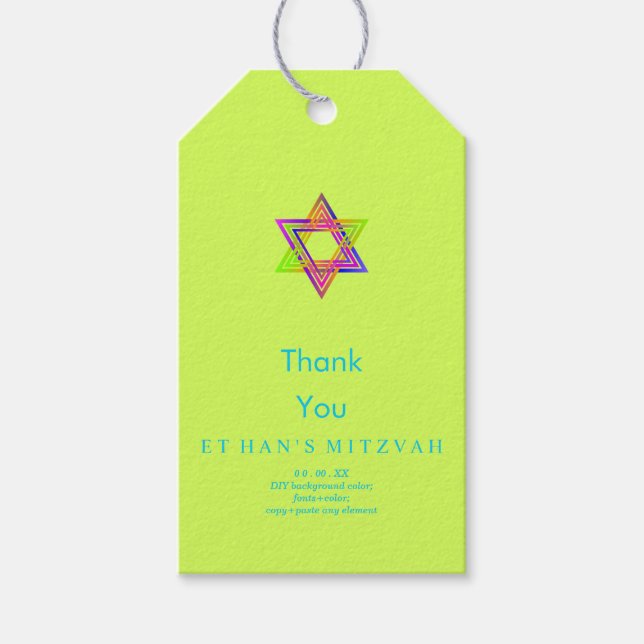 PixDezines Neon Lights Star von David Bar Mitzvah Geschenkanhänger (Vorderseite)