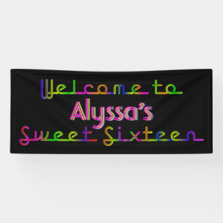 PixDezines Neon Lights Sweet 16 Banner 6'x2.5'