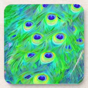 PixDezines neon/psychedelische Pfauenfeder Untersetzer