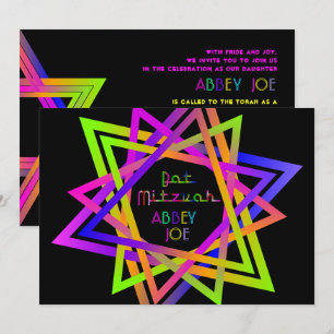 PixDezines Neon Sign Star von David/Bat Mitzvah Einladung