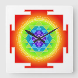 PixDezines Neonart Sri Yantra Quadratische Wanduhr