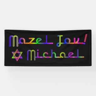 PixDezines Neonlichter Mazel Tov Banner 1,8m x 0,7