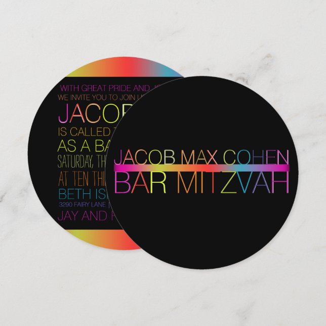 PixDezines Neons/Typografie/Bar mitzvah Einladung (Vorne/Hinten)