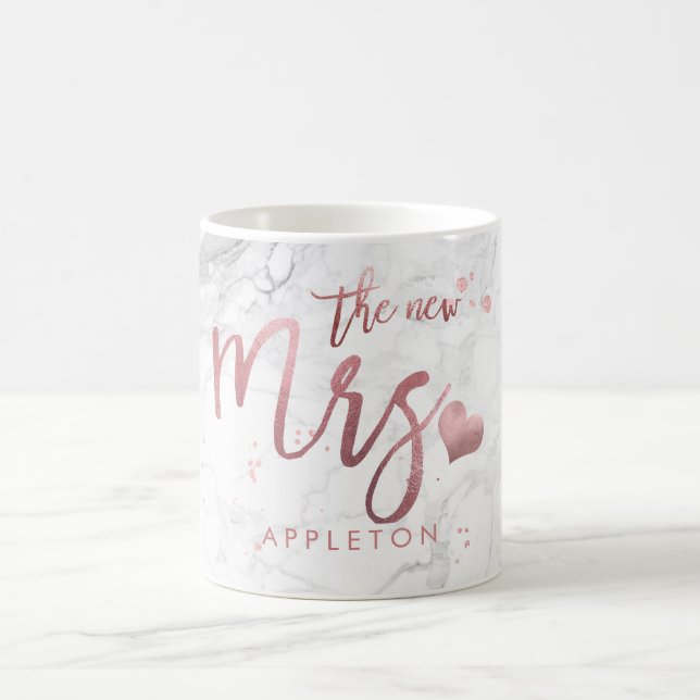 PixDezines New Mrs./Marble Imitats Rose Gold/Scrip Kaffeetasse (Mittel)