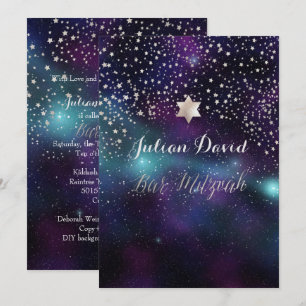 PixDezines NIGHT SKY BAR MITZVAH ✡ Einladung