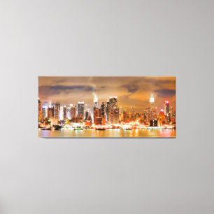 PixDezines NYC Skyline/Manhattan/Nachtlicht Leinwanddruck