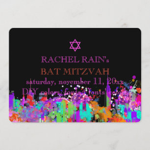 PixDezines NYC städtische Bar/Bat Mizwa-Feier Einladung