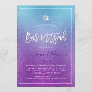 PixDezines Ombre Deep Blue Sea Bat Mitzvah Einladung