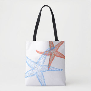 PixDezines Orange/Blue Starfish/DIY Hintergrund Tasche