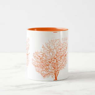PixDezines Orangenkorallen Zweifarbige Tasse