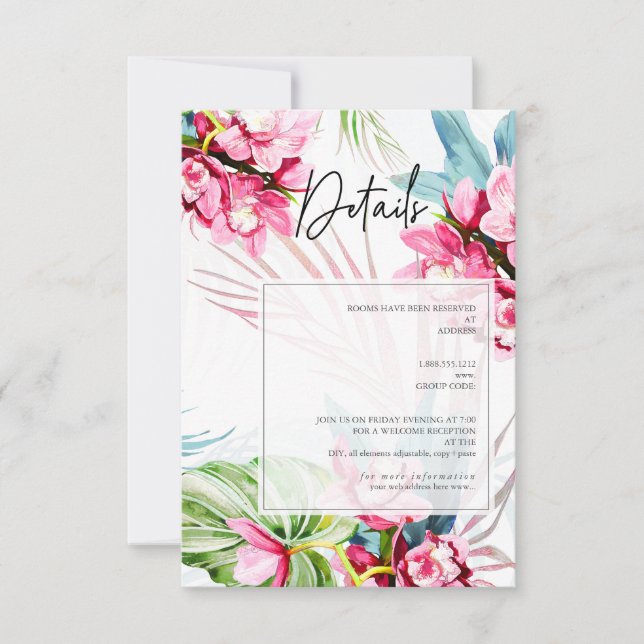 PixDezines Orchid Isle, Wasserfarben Details Karte (Vorderseite)