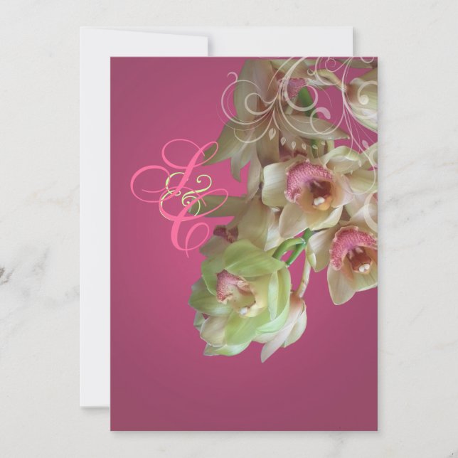 PixDezines Orchid + Ornamental Geblüht 12x18 Einladung (Vorderseite)