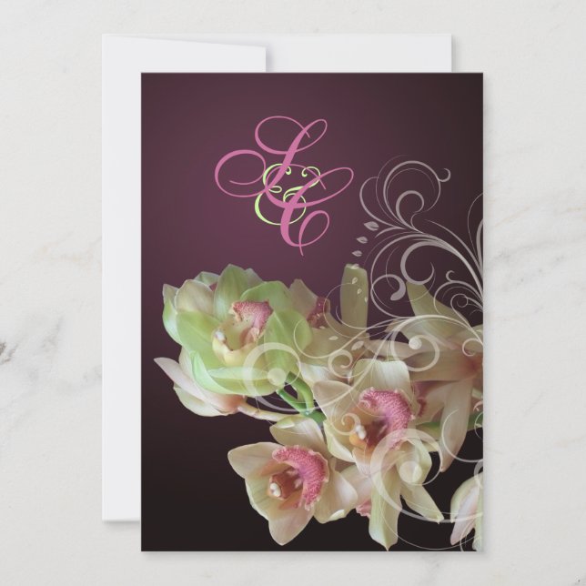 PixDezines Orchid + Ornamental Geblüht Einladung (Vorderseite)