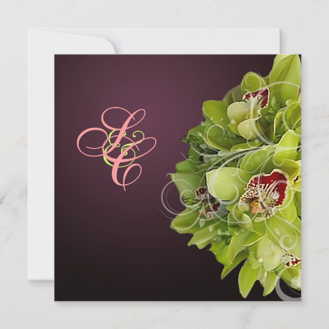 PixDezines Orchid + Ornamental Geblüht Einladung (Vorderseite)