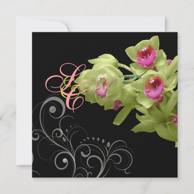 PixDezines Orchid+Zierfarben Geblüht+diy Einladung (Vorderseite)