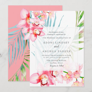 PixDezines Orchideeninsel, Glückselige rosa Orchid Einladung