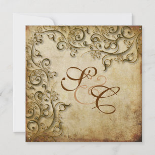 PixDezines ORNAMENTAL RUSTIC GOLD WIRBEL/LUXEpaper Einladung