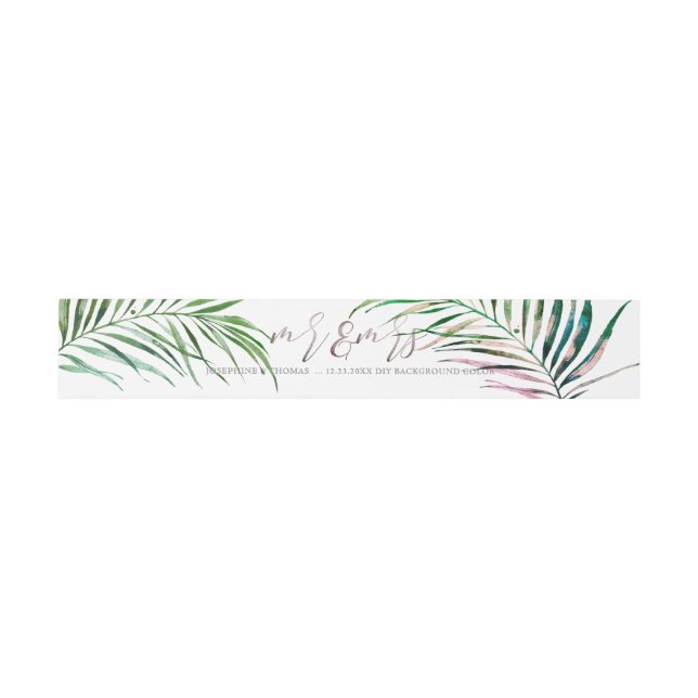 PixDezines Palm Fronds Herr+Frau Einladungsbanderole (Flach)