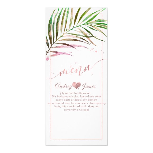 PixDezines Palm Fronds | Imitate Rose Gold Menü (Vorne)