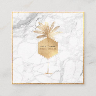 PixDezines PALM TREE, IMITATE GOLD+MARBLE Quadratische Visitenkarte