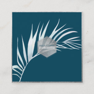PixDezines PALMS, DUSTLICHES LICHT BLAU Quadratische Visitenkarte