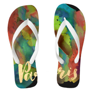 PixDezines Paris/Coole Aquarellmalerei Flip Flops