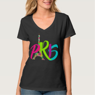 PixDezines Paris, Eiffelturm/DIY Schriftart+Farben T-Shirt