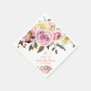 PixDezines Pastellrosen, Roségoldene Bar Mizwa Serviette