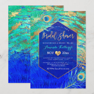 PixDezines Peacock Brautparty+Imitats Gold Einladung