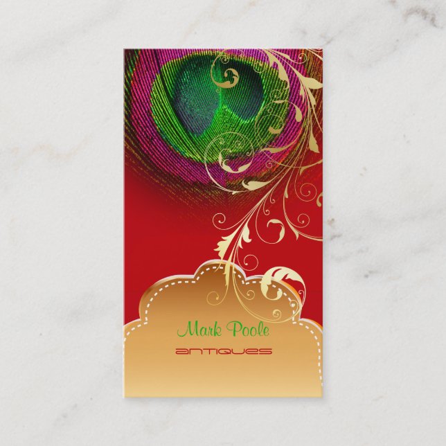 PixDezines Peacock eye+filigree Wirbel Visitenkarte (Vorderseite)