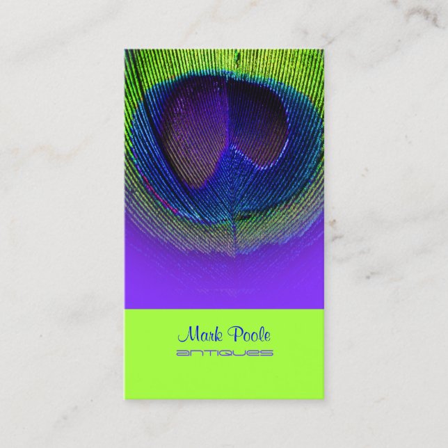PixDezines Peacock eye/lila+Kobalt+Neon grün Visitenkarte (Vorderseite)