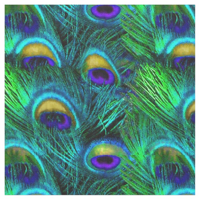 PixDezines Peacock Feather/Cobalt/Aqua Stoff (Nahaufnahme)