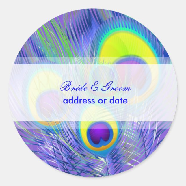 PixDezines Peacock Feather/dunkle Hintergrundfarbe Runder Aufkleber (Vorderseite)