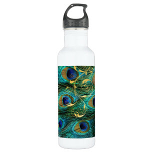 PixDezines Peacock Feather+filigree Wirbel Edelstahlflasche