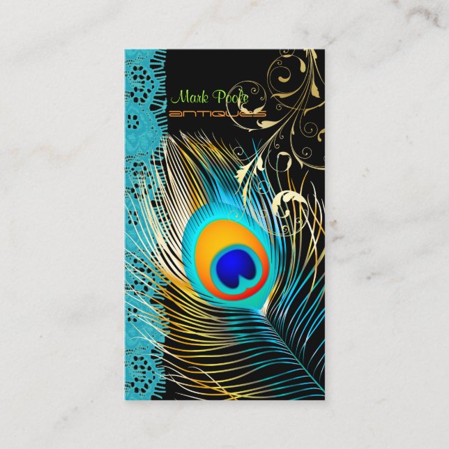 PixDezines Peacock+filigree+lace/diy Hintergrund Visitenkarte (Vorderseite)