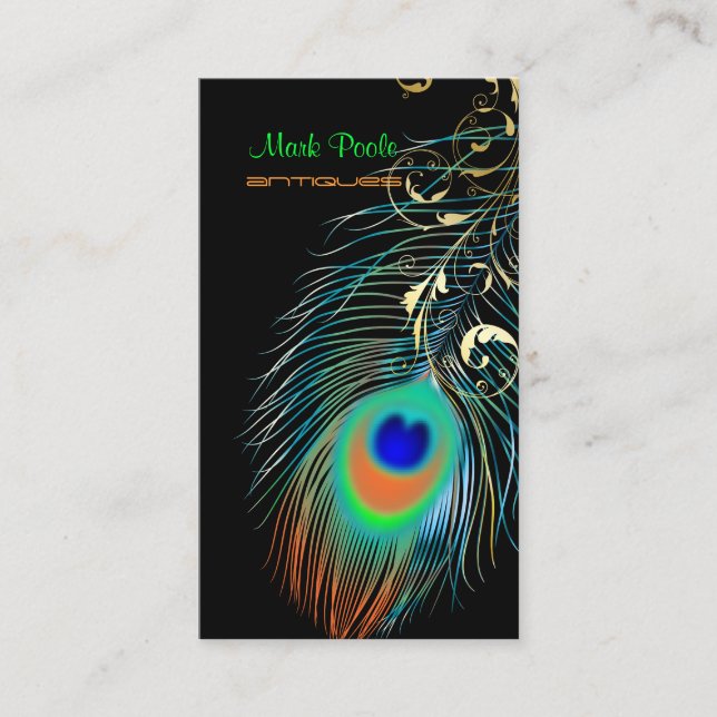 PixDezines Peacock+filigree Wirbel/Tageshintergrun Visitenkarte (Vorderseite)