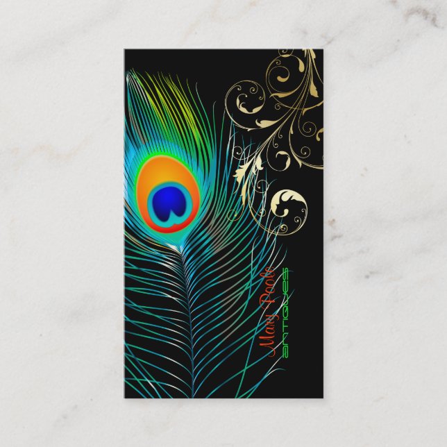 PixDezines Peacock+filigree Wirbel Visitenkarte (Vorderseite)
