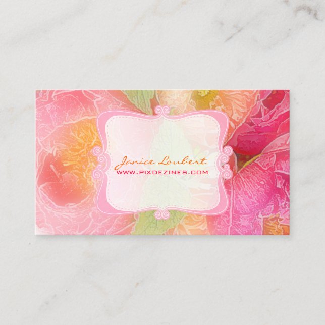 PixDezines-Peonies-Bouquets/Tagesdecke Visitenkarte (Vorderseite)