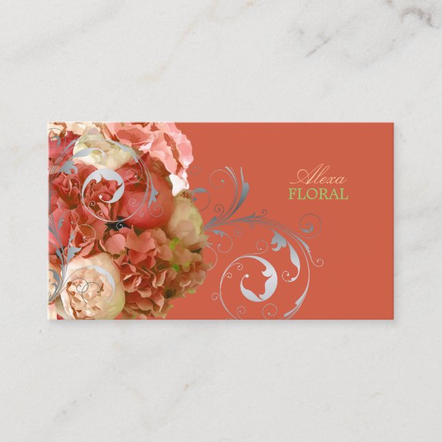 PixDezines-Peonies+Hydrangeas/Degenhintergrund Visitenkarte (Vorderseite)